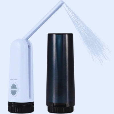 bidet portable gris avec la bouteille et le pulvérisateur
