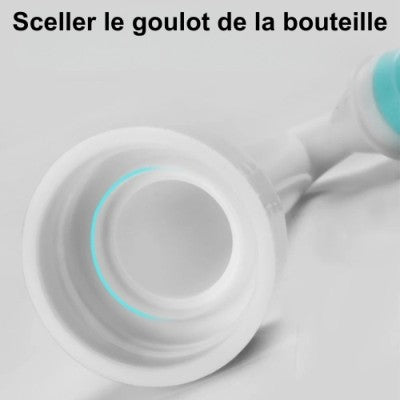 La photo nous montre le goulot de la douchette WC avec comme instruction qui doit être bien scellé.