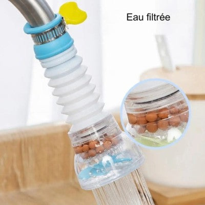 filtre eau robinet bleu A en extension avec minéraux eau purifiée
