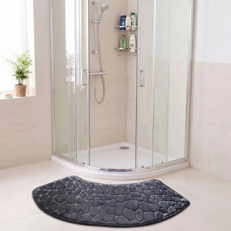 tapis de bain incurvé gris foncé