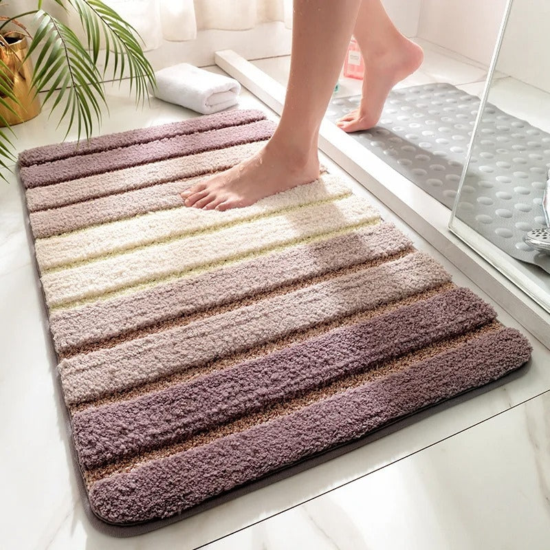tapis de bain rayures mauve