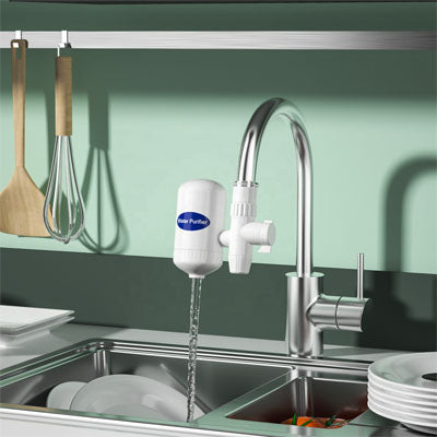 filtre à eau robinet posé sur évier cuisine