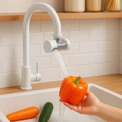 filtre eau robinet blanc rinçage poivron orange