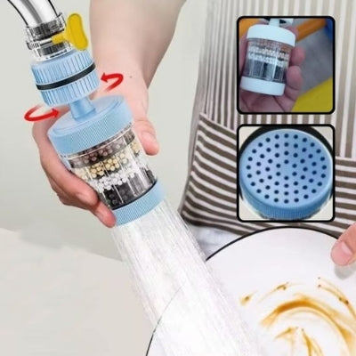 filtre eau robinet bleu avec lavage assiette