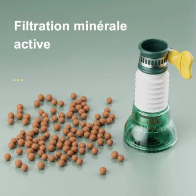 filtre eau robinet vert avec pierres minérales purificatrices