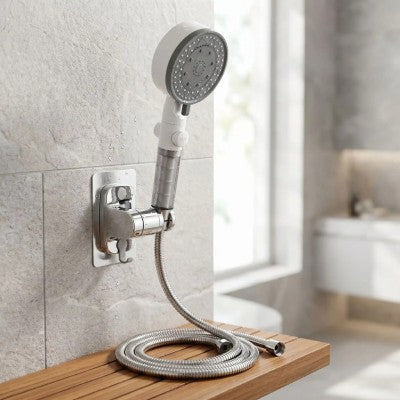 pommeau de douche anti calcaire 10 modes ensemble blanc