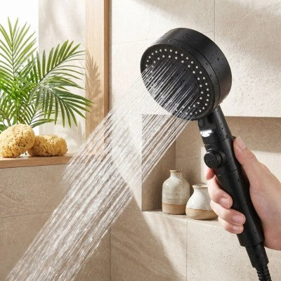pommeau de douche anti calcaire 10 modes noir élégant ergonomique