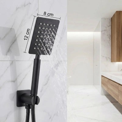 pommeau de douche inox noir avec mesures