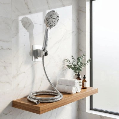 pommeau de douche shower 5 argent avec pommeau tuyau support