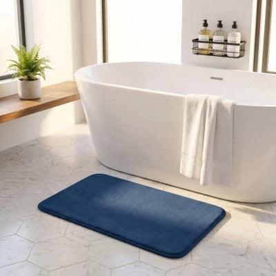 tapis de bain absor bleu doux antidérapant absorbant élégant