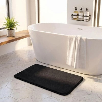 tapis de bain absor noir doux antidérapant absorbant élégant